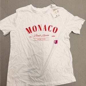 NWT primark womens xs Monaco White and Red Graphic T-Shirt